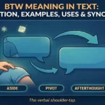 BTW meaning in text infographic: definition, examples, uses and synonyms