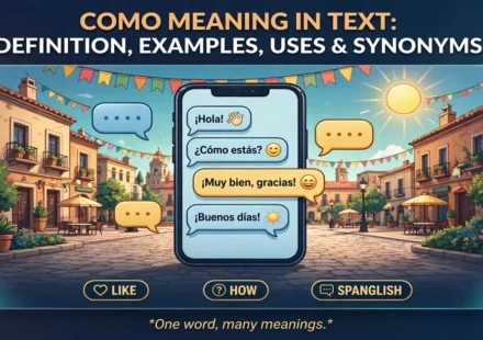 Como meaning in text infographic: definition, examples, uses and synonyms