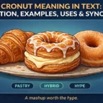Cronut meaning in text infographic: definition, examples, uses and synonyms