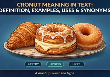 Cronut meaning in text infographic: definition, examples, uses and synonyms