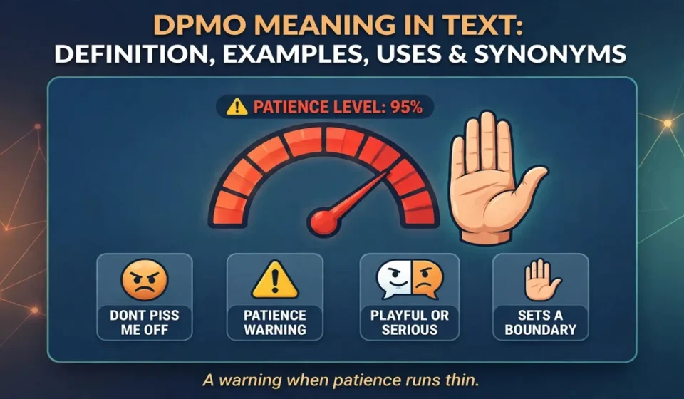 DPMO meaning in text infographic: definition, examples, uses and synonyms