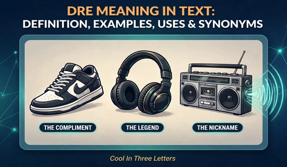 DRE meaning in text infographic: definition, examples, uses and synonyms