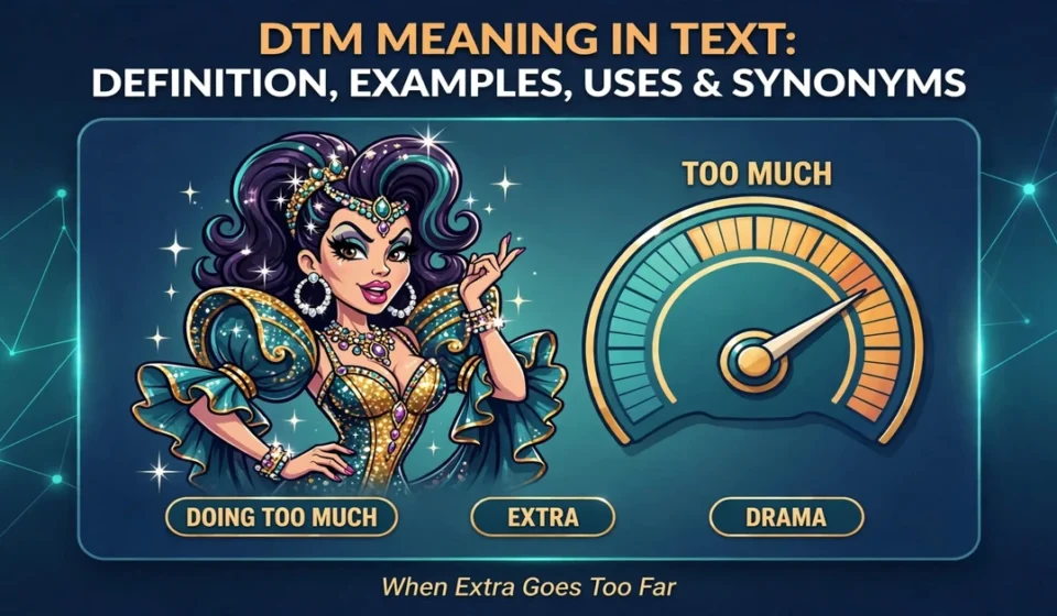 DTM meaning in text infographic: definition, examples, uses and synonyms