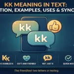 KK meaning in text infographic: definition, examples, uses and synonyms