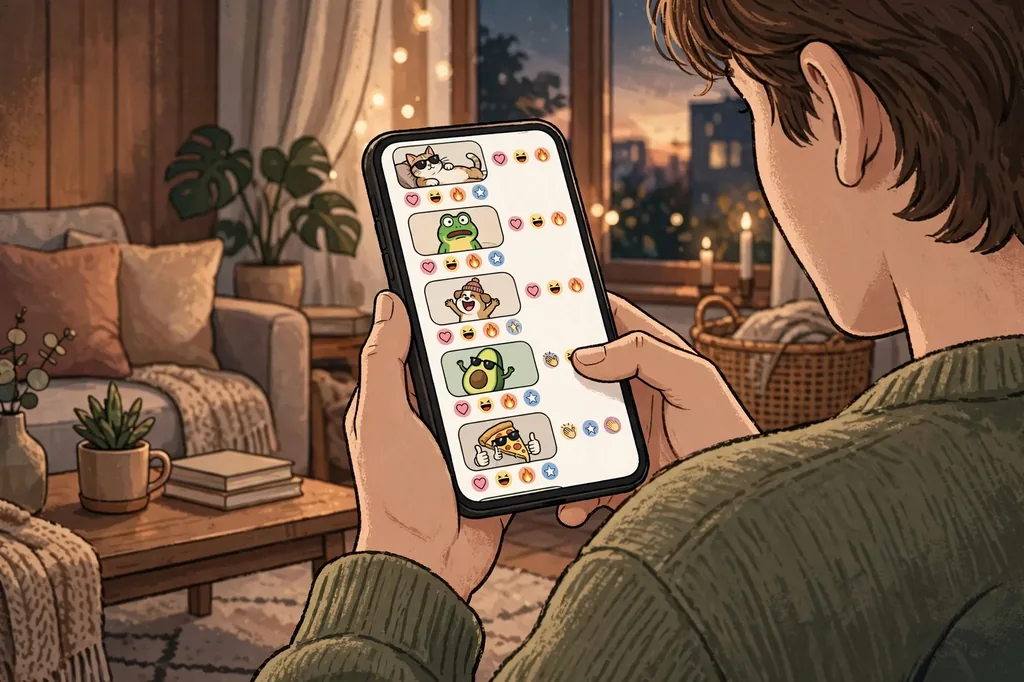A person scrolling a social media feed full of meme comments and reaction videos on a phone