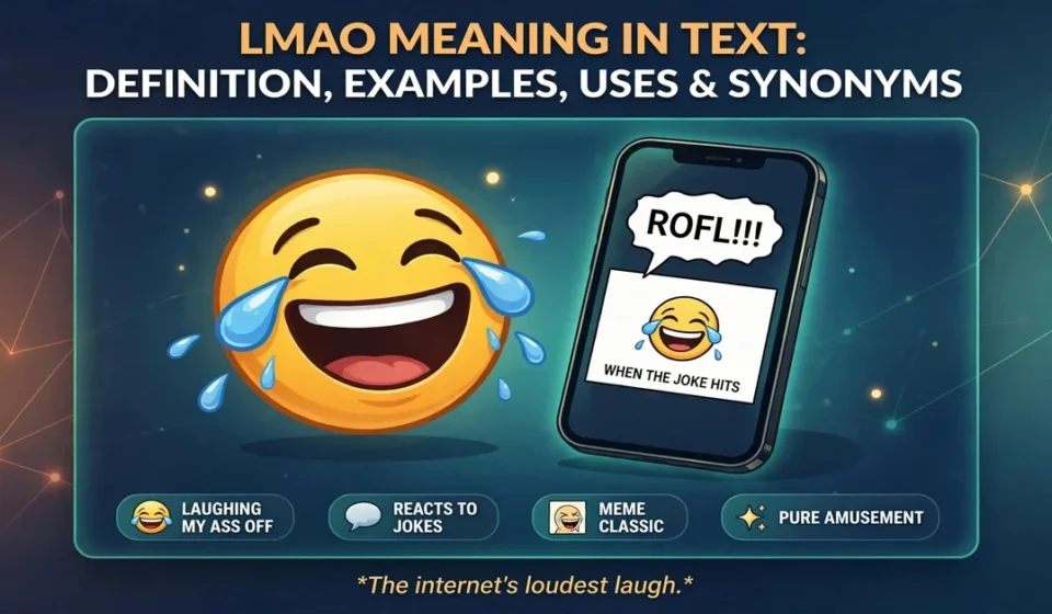 LMAO meaning in text infographic: definition, examples, uses and synonyms