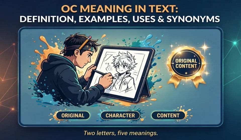 OC meaning in text infographic: definition, examples, uses and synonyms