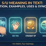 S/U meaning in text infographic: definition, examples, uses and synonyms