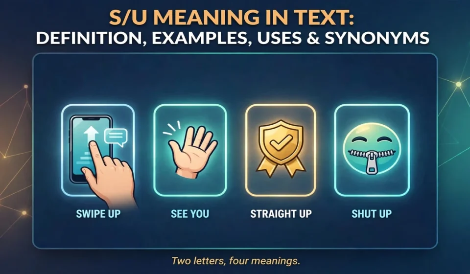 S/U meaning in text infographic: definition, examples, uses and synonyms