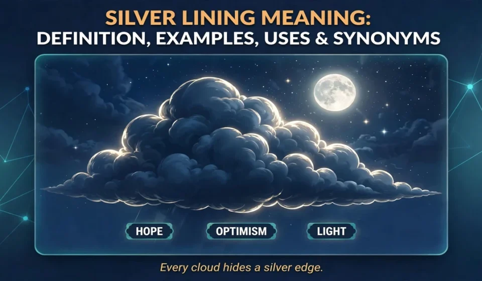 Silver lining meaning infographic: definition, examples, uses and synonyms