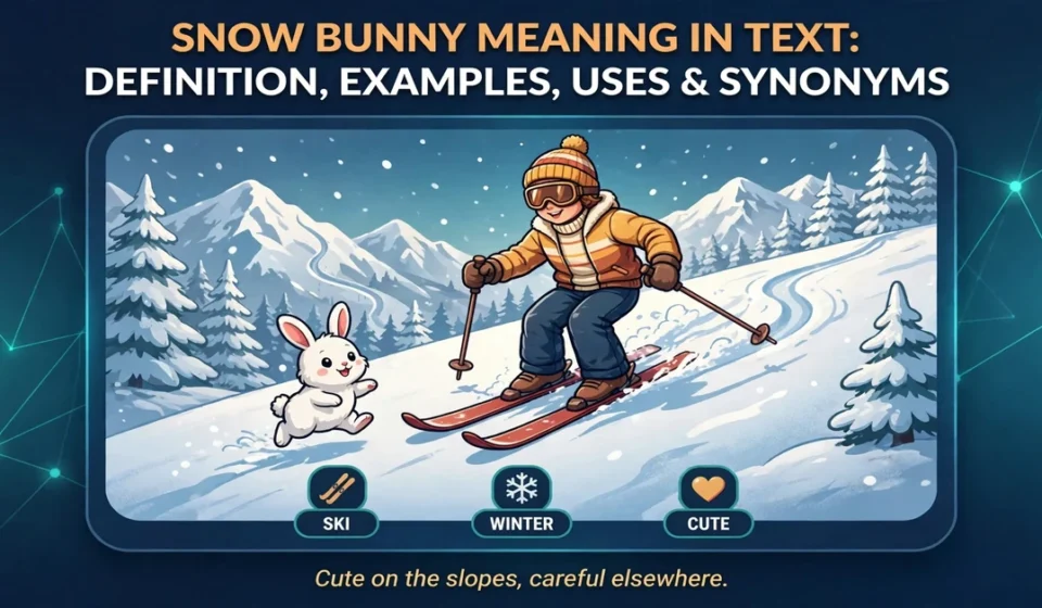 Snow bunny meaning in text infographic: definition, examples, uses and synonyms