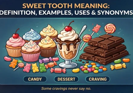 Sweet tooth meaning infographic: definition, examples, uses and synonyms