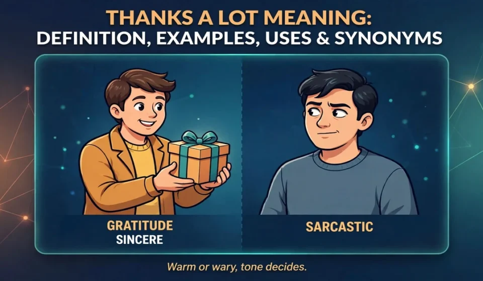 Thanks a lot meaning infographic: definition, examples, uses and synonyms