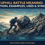 Uphill battle meaning infographic: definition, examples, uses and synonyms