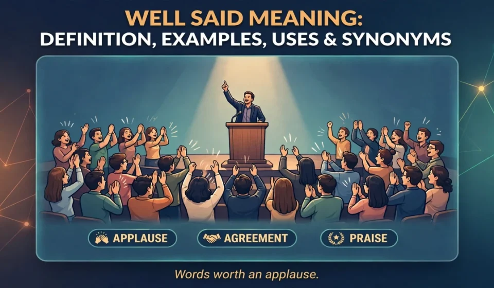 Well said meaning infographic: definition, examples, uses and synonyms